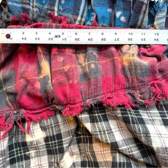 R13 Pieced Gathered Skirt in Red, Beige, & Blue Plaid - Small - Picture 8 of 14